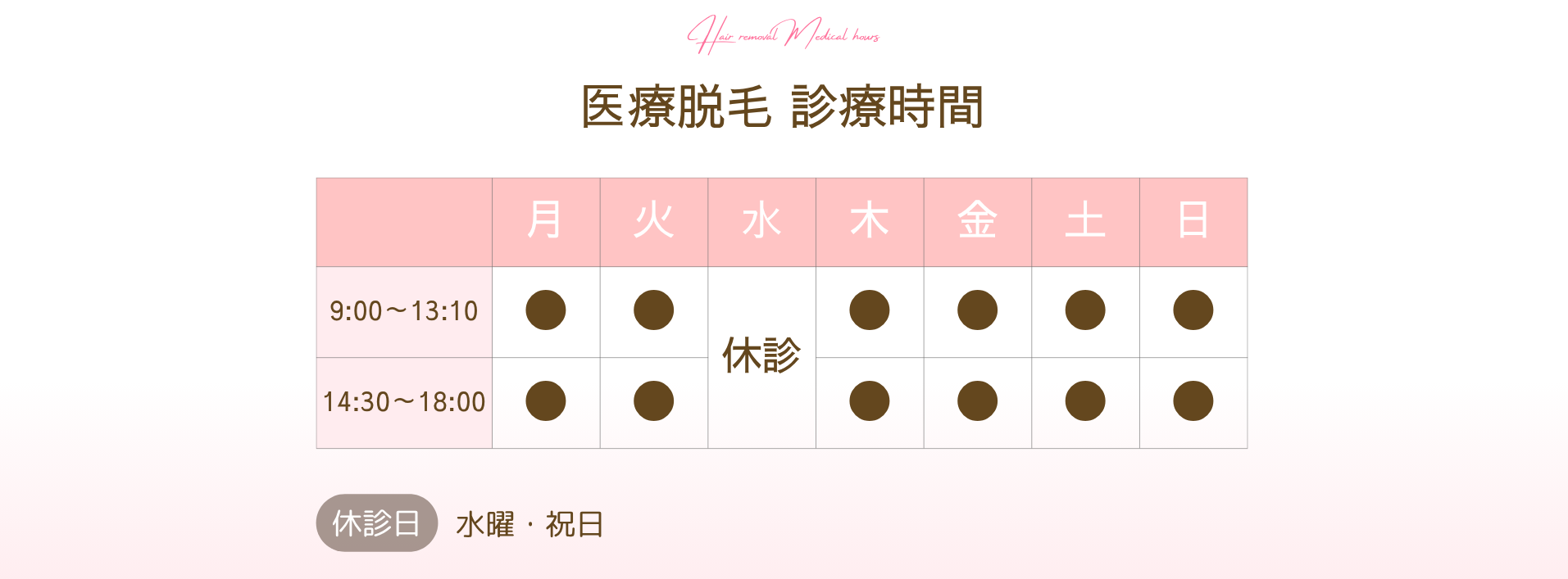【PC版】医療脱毛 診療時間